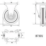 ROATĂ FIXĂ PENTRU CĂRUCIOR 7.5/2.5/4.5MM