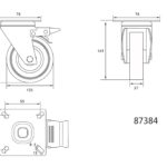 ROATĂ PIVOTANTĂ DE 125MM CU CAUCIUC GRI ȘI FRÂNĂ