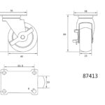 ROATĂ PIVOTANTĂ CU FRÂNĂ, POLIPROPILENĂ, 65MM