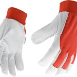 MĂNUȘI DE LUCRU, BUMBAC / PIELE, MĂRIME 9, ROȘU